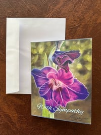 Image 2 of "No Words" Purple Gladiolus Flower Sympathy Cards 
