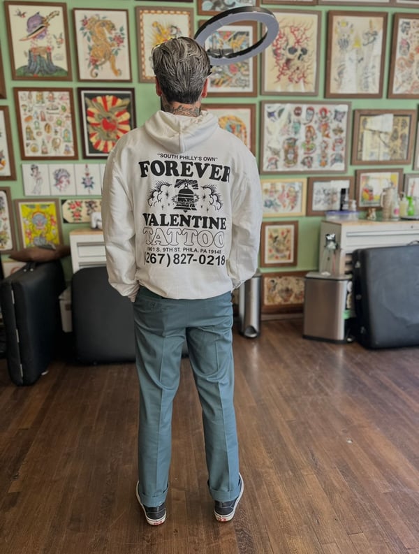 Image of FOREVER VALENTINE x @pinkbikeralph WHITE hoodie