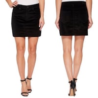 Image 1 of BLANK NYC black micro brushed velvet raw hem mini skirt