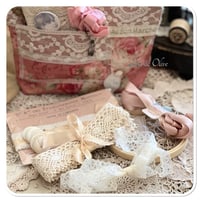 Image 7 of French style sewing zipper purse and needle book seam binding ribbon and lace