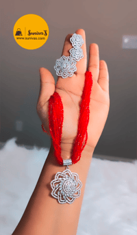 Image 1 of Lajita_Short Hydropotey Necklace Set in Red