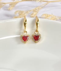 Image 2 of Tiny Crystal Heart Earrings