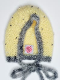 Image 7 of Soriano: Sofie and Iris Butter Yellow and Grey Mohair Beaded Bonnet