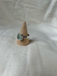 Image 5 of Baby Blue Sea Glass Sterling Silver Ring on Chunky Band size R