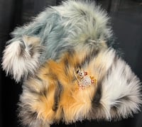 Tiger Print/Slate Blue Calico Santa Hat