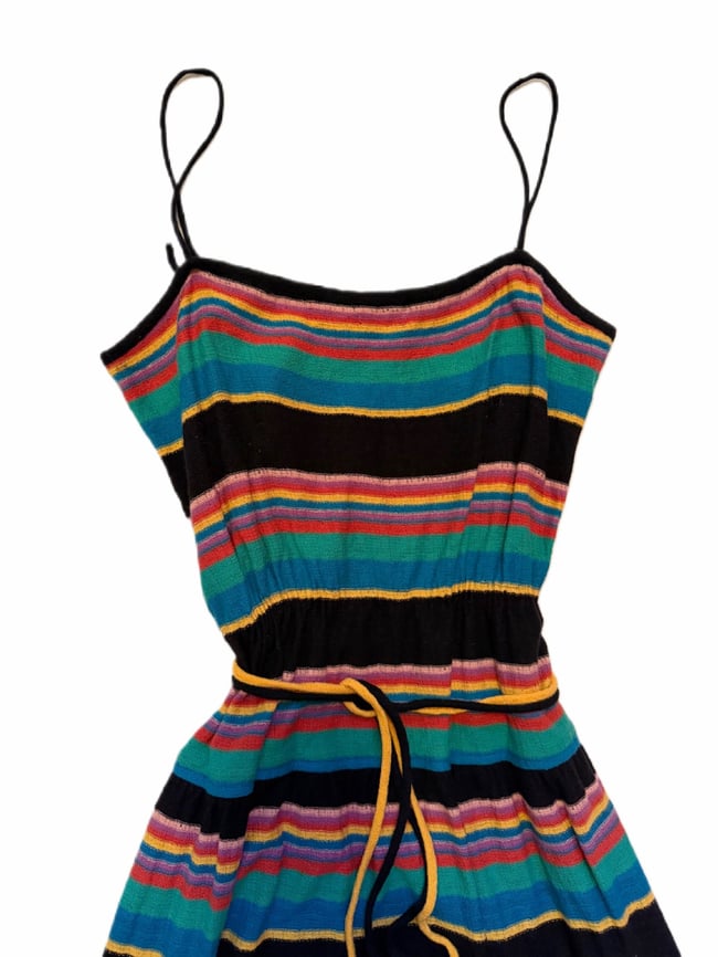 70s woven rainbow dress sundress mini