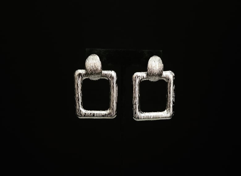 Image of Silver Brushed Squared Pierced Earrings