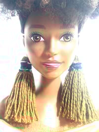 Image 1 of Rust n Denim tassel earrings 