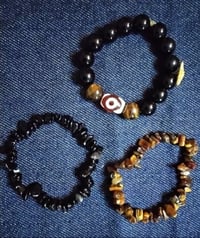 Image 2 of Stretch bracelet trio  (onyx,tiger eye)