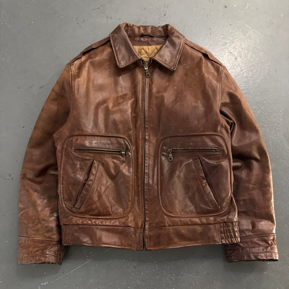 Image of Vintage heavyweight cropped leather jacket, size xl