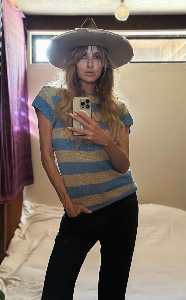 70s Calvin Klein hand loomed linen knot top tunic