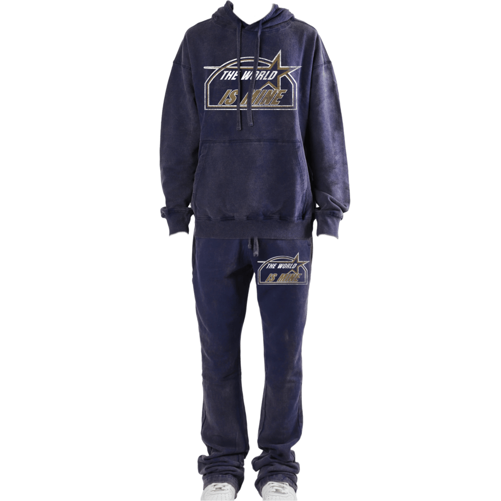 Washed Hoodie & Flared Sweatpants Set