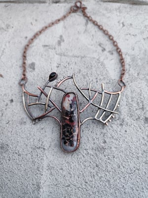 Jasper, copper and german silver necklace 