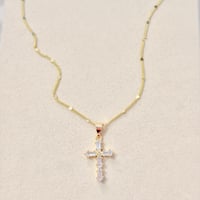 Image 2 of Frosty White Cross Necklace