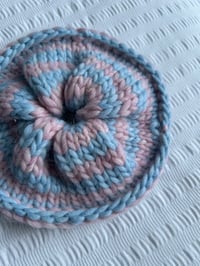 Image 2 of Knit oversized scrunchie in baby blue and pink stripe