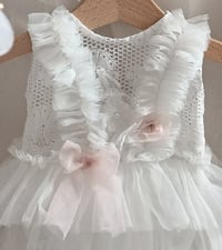 Image 2 of Newborn girls body-dress for photoshoots | Vera | off white