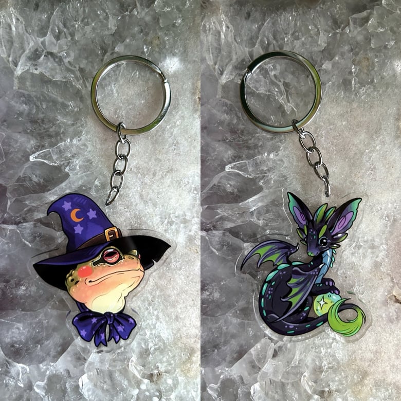 Image of Wizard Frog and Dragon Keychain