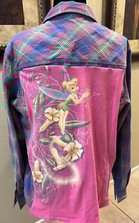 Vintage Blue/Pink/Green Flannel Shirt Tinker Bell