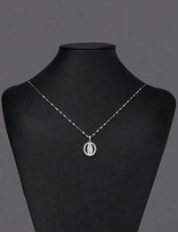 Image 1 of Silver Rhinestones Virgin Mary pendant necklace 