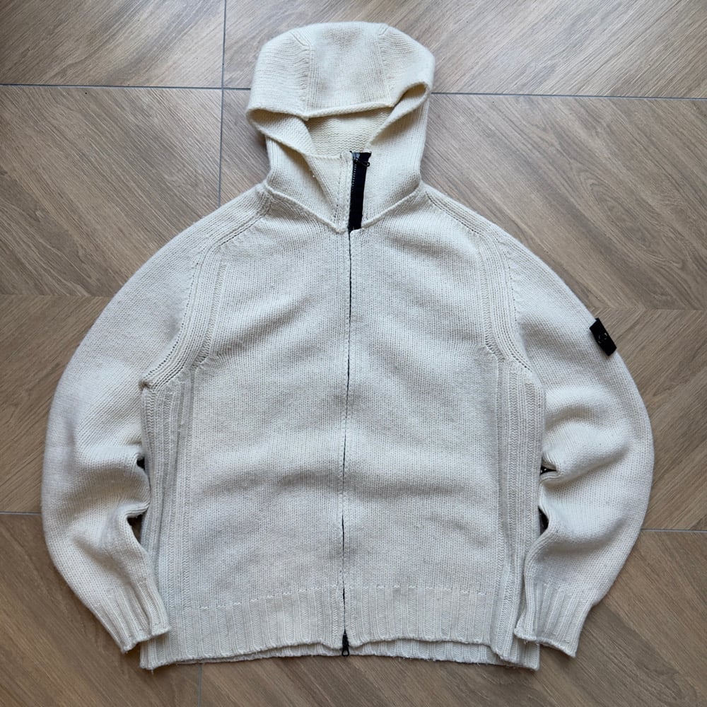 Image of AW 2004 Stone Island Asymmetrical wool zip up, size medium