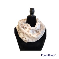 Image 5 of Artic Lynx Ice Taupe Minky Infinity Scarf