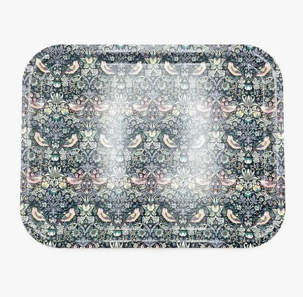 Image of Liberty Fabric Tray - Strawberry Thief Grey
