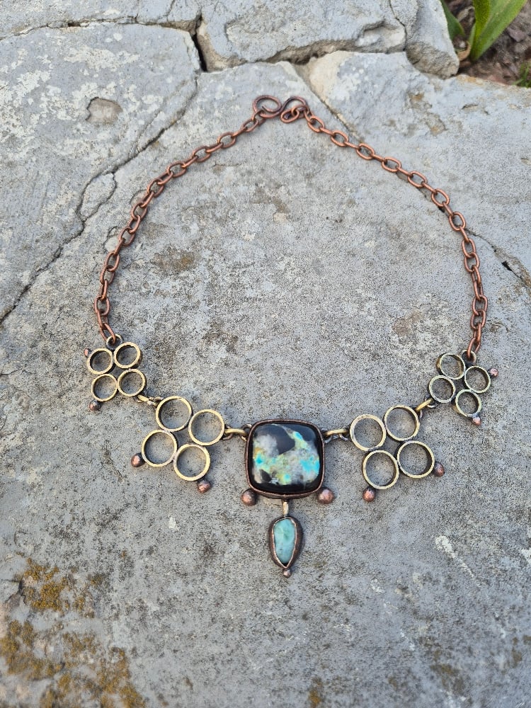 For Ellen Bullet casings black and blue necklace