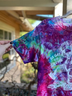 Image of SMALL Godzilla Be Gay Do Crime Tie Dye Shirt 5