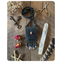 Image 2 of Treasure Pouch Necklace in Midnight Grey Leather