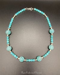 Image 4 of Blue Roses Uranium And Pearl Necklace