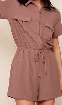Button Down Romper - Mocha 