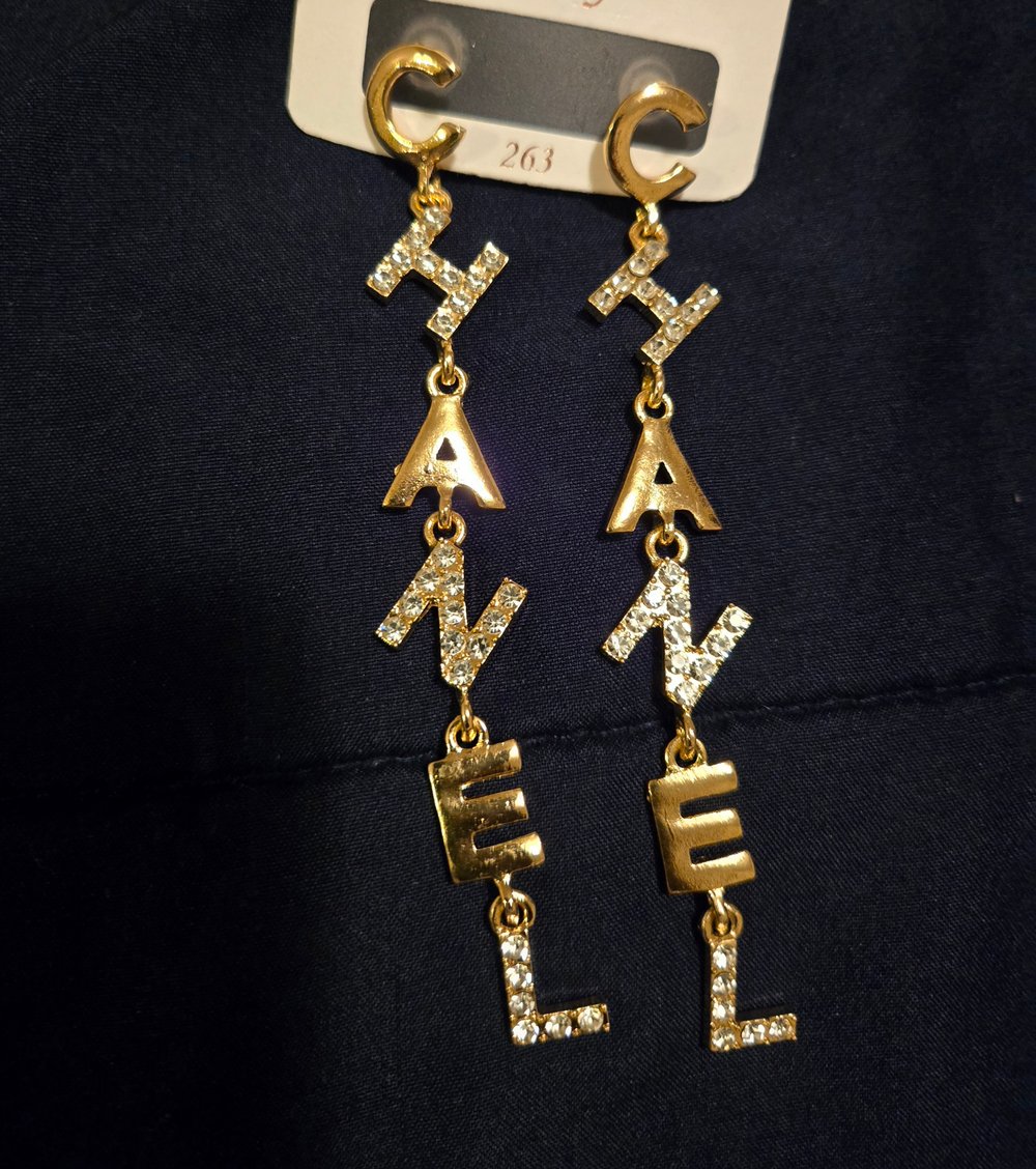 Image of Long Dangle Earrings (Gold & Bling)