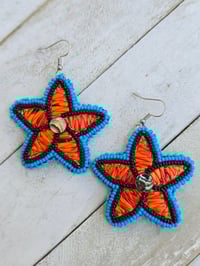 Image 1 of Orange Quill Floral earrings 