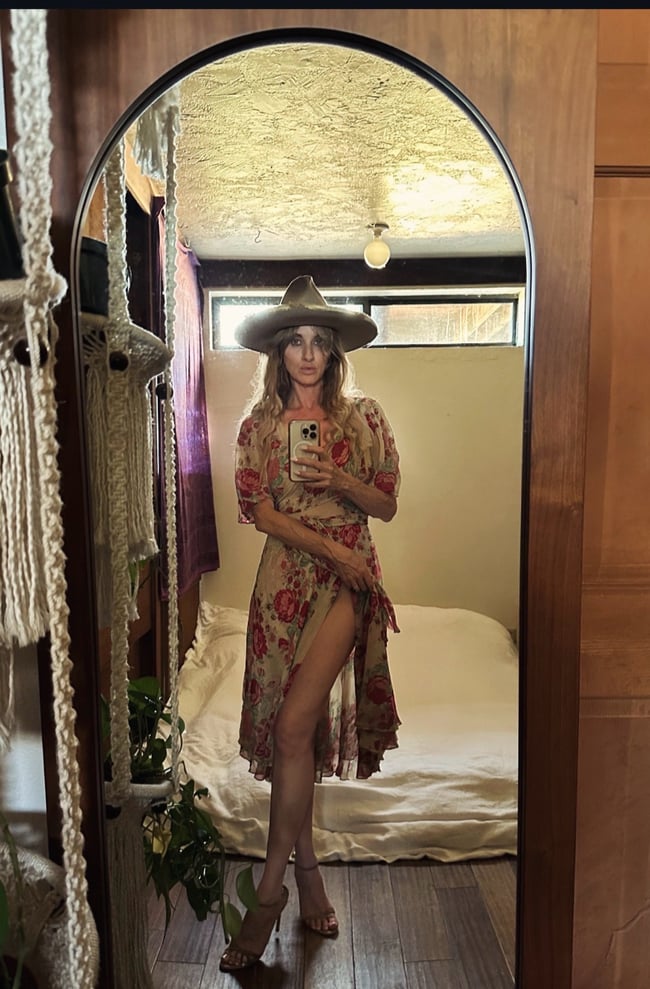 70s rose flutter dress