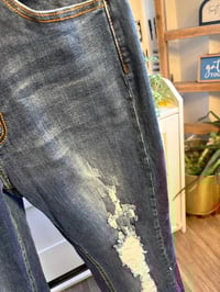 Image 3 of Fashion Nova distressed dark wash denim 