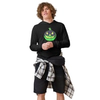 Image 2 of Long Sleeve Hoodie Tee (Adult M/F) - Vintage Jack O Lantern Green-BLK