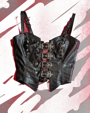 Image of Buckle biker bustier in genuine leather (Size XS- M)