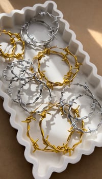 Image 6 of GOLD STAINLESS STEEL BARBED WIRE HOOPS 