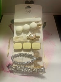 Image 3 of Rhinestone Hair clip set in white 