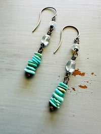 Image 8 of opal topaz and stacked turquoise earrings