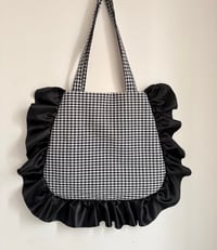Image 2 of Monochrome Gingham Ruffle Tote 🖤🤍