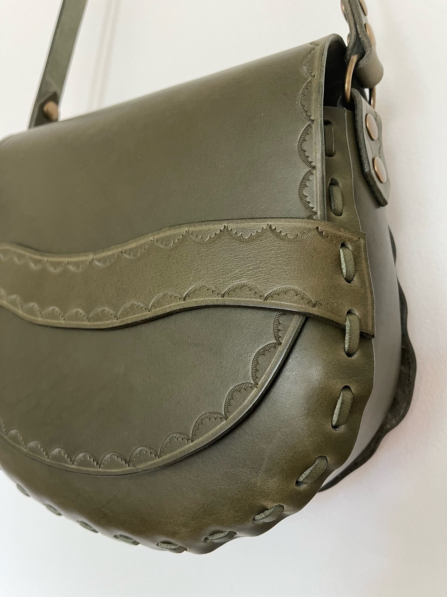 Image of Olive Crossbody Saddle Bag