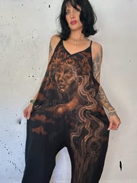 Image 3 of “VIRGO” CUSTOM BLEACH PAINTED BAGGY ROMPER MEDIUM
