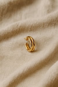 Image 2 of Curve Gold Hoop Earrings