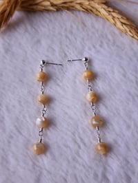 Image 2 of Golden Brown Mother of Pearl Earrings/14k Gold-filled/Sterling Silver Dangle Earrings