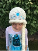 Frozen Elsa Inspired Crochet Wig Hat Blonde Braid with Tiara for baby, toddler & child