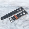 Vintage Heuer / Omega style Rally strap - Distressed Black