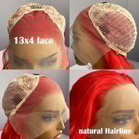 Image 6 of 13X4 dixie Red Wig Long Body Wave Synthetic Lace Front Wig Glueless Hair Lace Frontal Wigs 