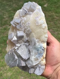 Image 22 of Large QR Code Fluorite On Druzy Quartz Matrix Specimen #2628