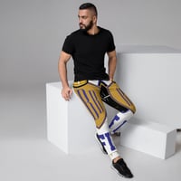 Image 1 of BOSSFITTED White Navy Blue and Gold Men's Joggers